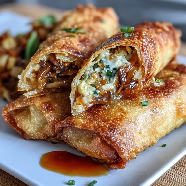 Diese Air Fryer Gemüse-Eierrollen sind außen knusprig und innen voller knackig-frischer Zutaten, dazu eine fruchtig-würzige Soja-Ingwer-Dip.  