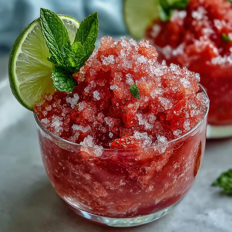 Bunter gefrorener Erdbeer-Daiquiri-Mocktail mit Limettensirup-Rand, perfekt für Sommerfeste.