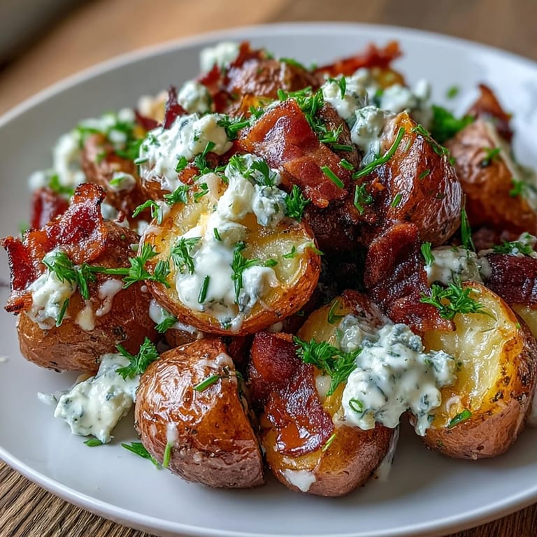 1. Köstlicher BBQ Baby Shower Loaded Baked Potato Salad mit rauchigem Speck, Cheddar-Käse und frischen Kräutern – perfekt für Feiern und Zusammenkünfte.