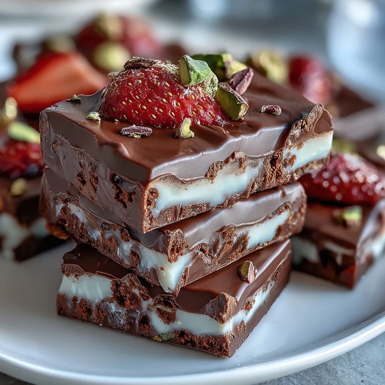 Dubai-inspirierter Schokoladen-Erdbeer-Bark mit dunkler und weißer Schokolade