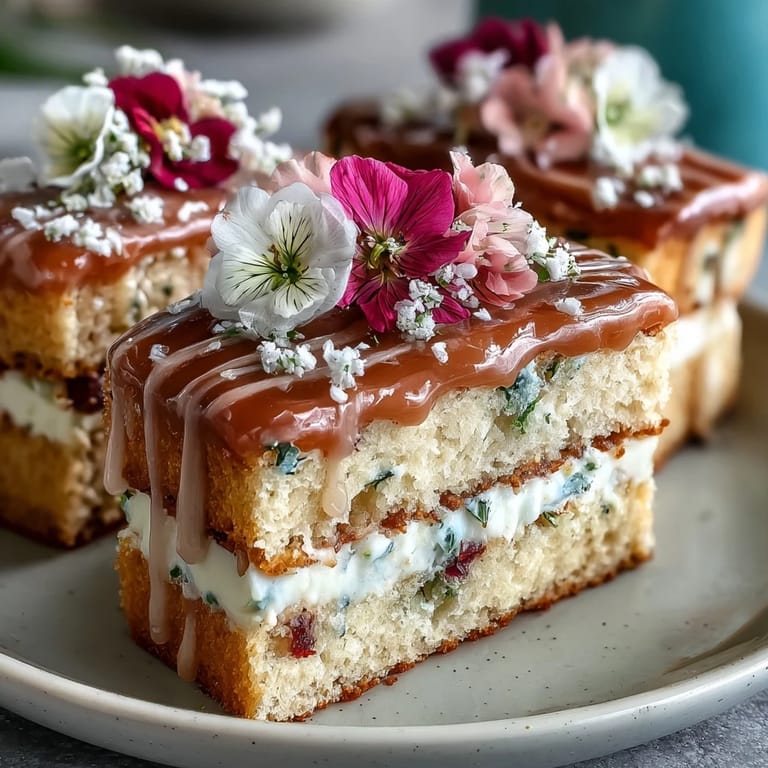 Zarte, farbenfrohe Mini-Layer-Cakes mit Vanille und Zitrone, verziert mit cremiger Buttercreme und essbaren Frühlingsblüten – perfekt für einen besonderen Geburtstag.