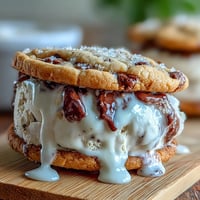 CREAMY VANILLE-BOHNEN-FRAPPE-EISCREME-SANDWICHES MIT WEICHEN KAFFEEKEKSE UND EINER GLÄNZENDEN EISCREME-FÜLLUNG